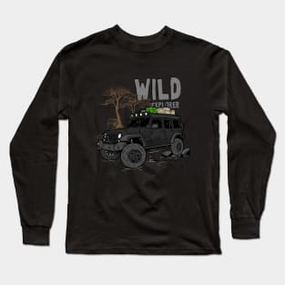 Wild Explorer Jeep - Adventure Black Jeep Wild Explore for Outdoor enthusiasts Long Sleeve T-Shirt